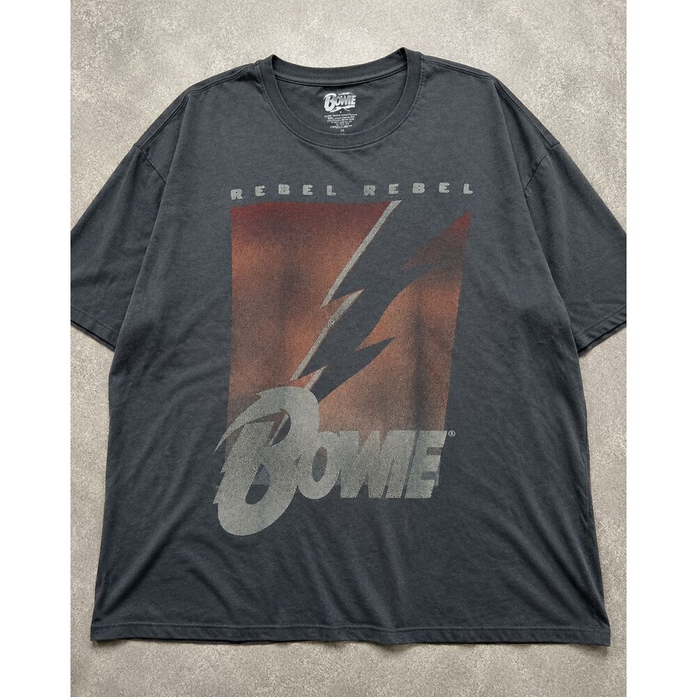 David Bowie Rebel Rebel Shirt Womens 3X Lightning Bolt Band Tee Charcoal Graphic